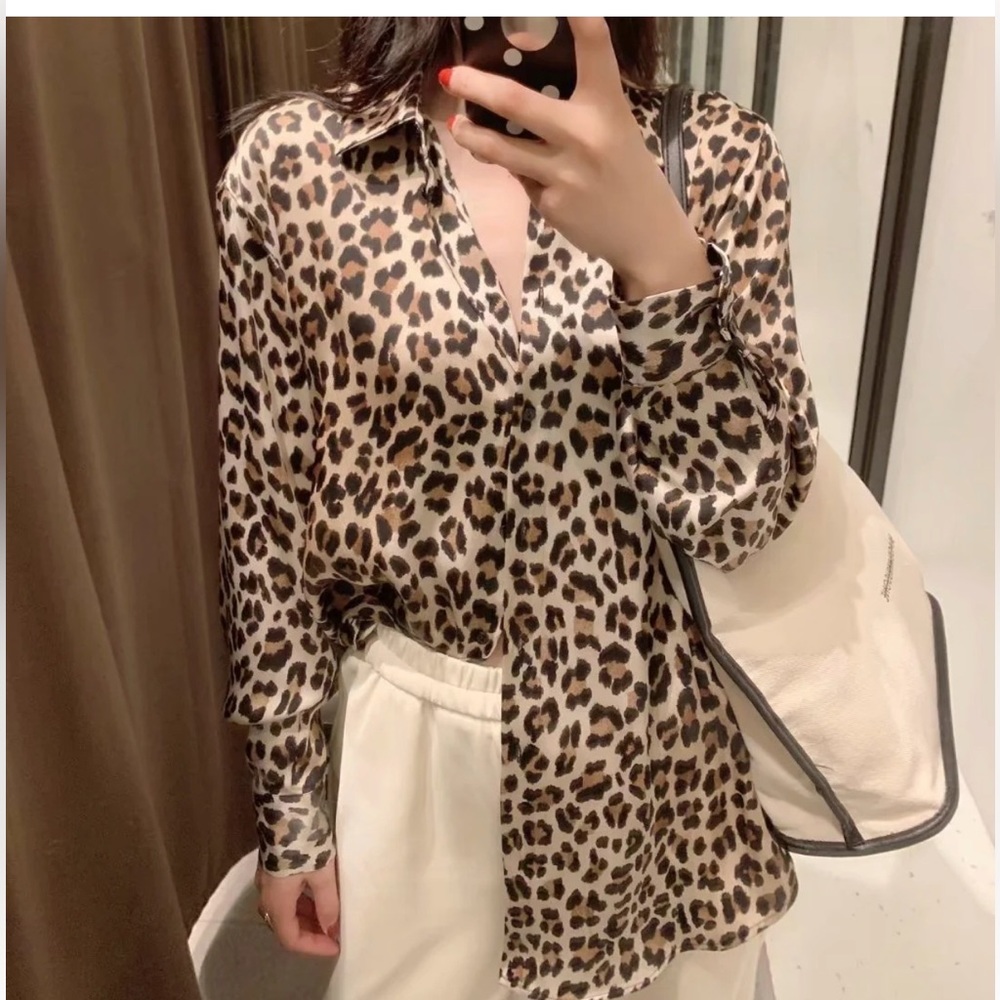 Zara silk animal print blouse